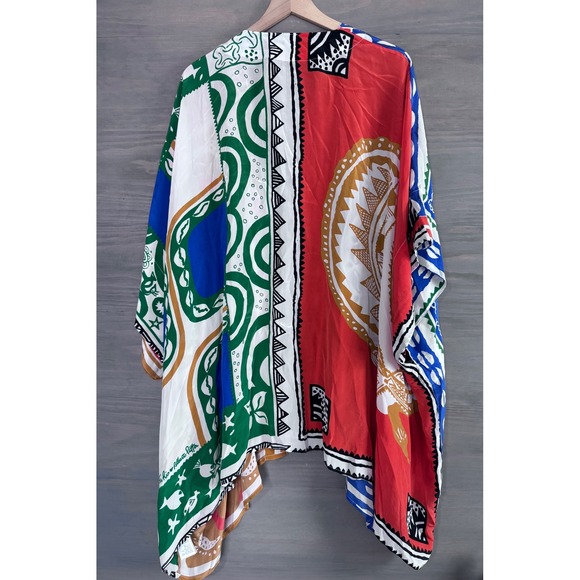 Farm Rio x Alberto Pitta Long‎ Kimono Colorful Artsy Boho Relaxed Fit Size Small - Picture 4 of 6